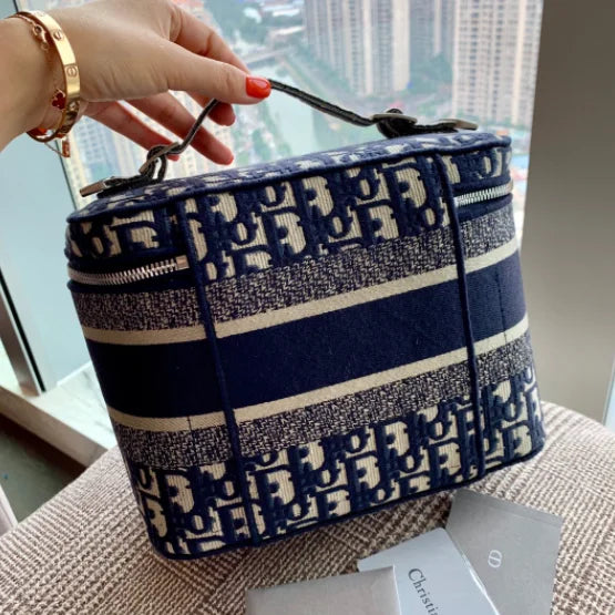 Christian Dior Travel Vanity Case 鈥� Women鈥檚 Oblique Embroidery Cosmetic Bags