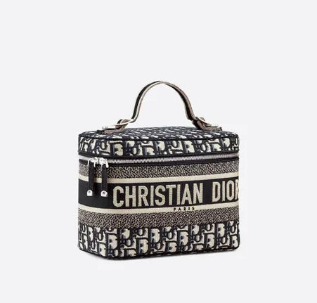 Christian Dior Travel Vanity Case 鈥� Women鈥檚 Oblique Embroidery Cosmetic Bags