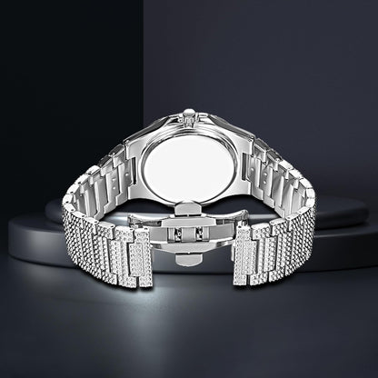 Gosasa Luxury Unisex Crystal Diamond Watches Big Face Women's Men's Quartz Watch Gold Silver Rose Gold Stainless Steel Bracelet Band