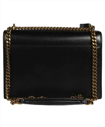 Saint Laurent Monogram Mini White & Black Leather Bag With Golden Chain