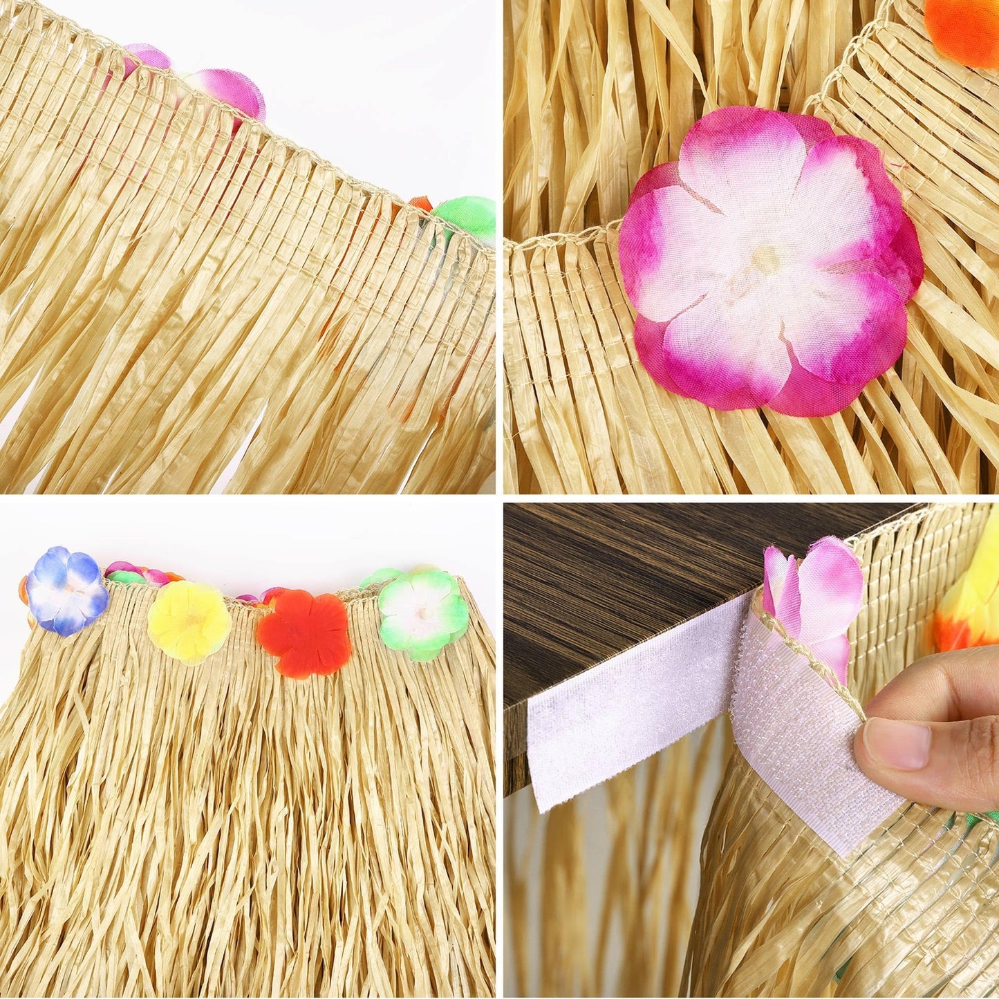 Luau Grass Table Skirt Natural 9 Feet x 29.5 Inch Hawaiian Table Skirt for Tropical Hawaiian Party Decorations Luau Costume Party, Straw Yellow