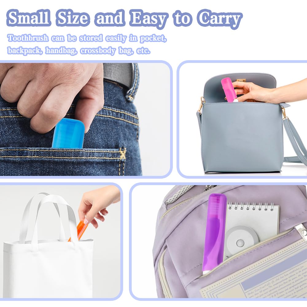 Travel Toothbrush, 3PCS Travel Toothbrush Set, Mini Toothbrush Soft Portable Toothbrushes Travels with Tooth Brush Cover Small Folding Toothbrushes Individually Wrapped for Camping Home