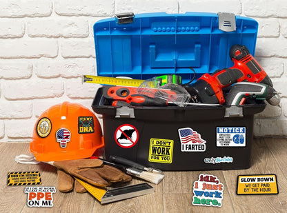 306 PCS Funny Hard Hat Sticker Pack for Adults - Waterproof Vinyl for Welding Helmet, Tool Box, Construction, Electrician, Mechanic Tools - Blue Collar Accessories