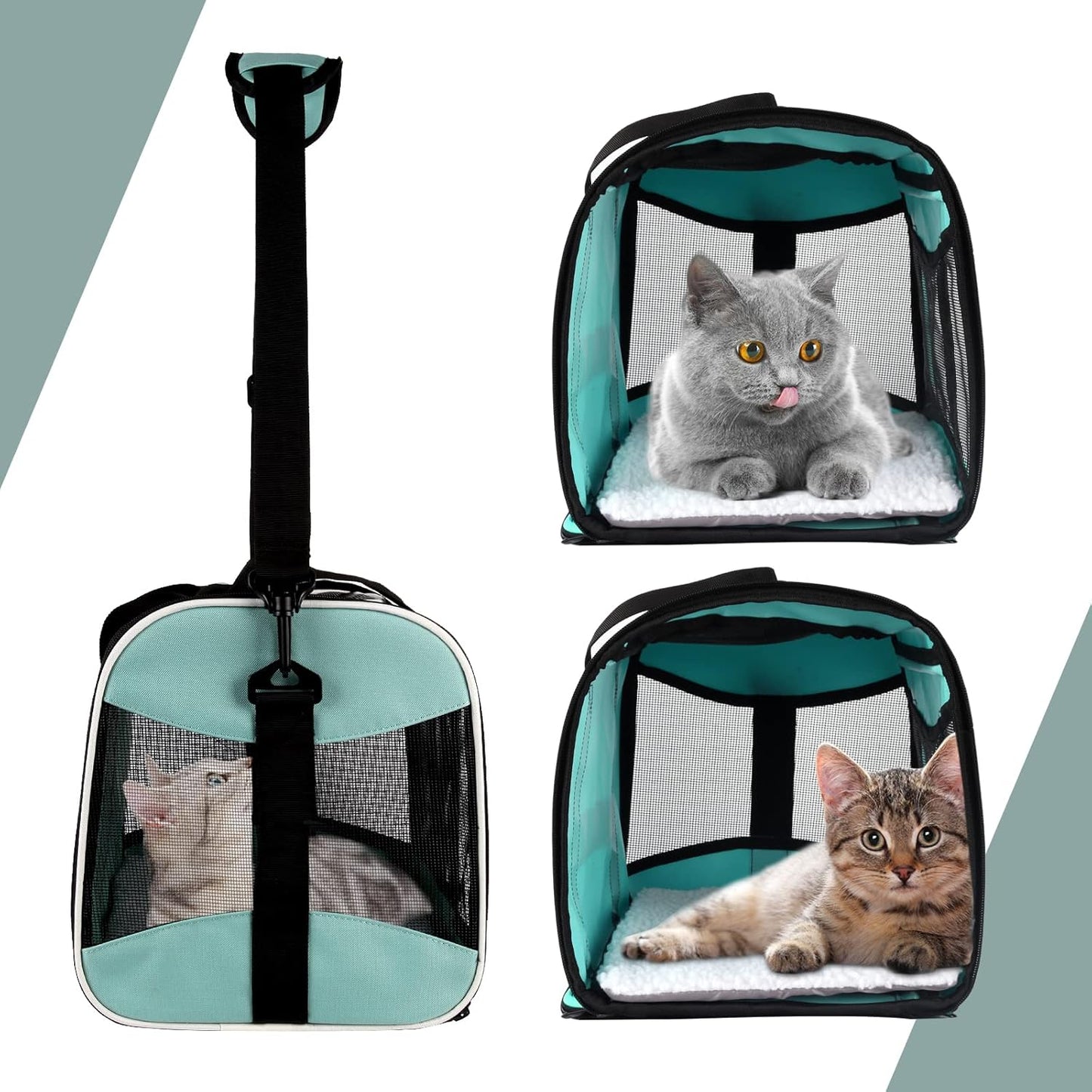 Cat Dog Carriers Soft-Sided Pet Carrier Large Cats for Medium Big Cat Small Dog Puppy up to 16lbs TSA Airline Approved Animal Collapsible Cat Carrier Carriers Travel Carrier Cat Bag (17x11x11)