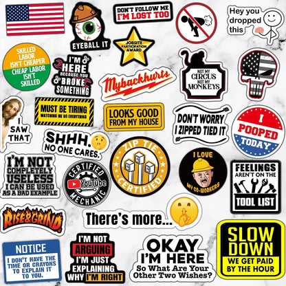 306 PCS Funny Hard Hat Sticker Pack for Adults - Waterproof Vinyl for Welding Helmet, Tool Box, Construction, Electrician, Mechanic Tools - Blue Collar Accessories