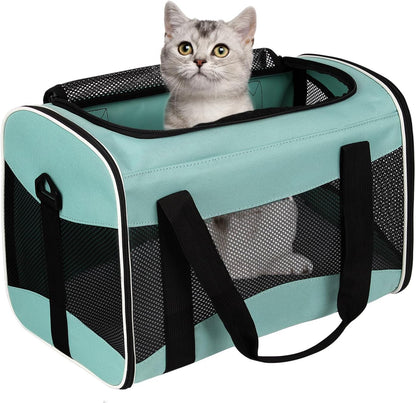 Cat Dog Carriers Soft-Sided Pet Carrier Large Cats for Medium Big Cat Small Dog Puppy up to 16lbs TSA Airline Approved Animal Collapsible Cat Carrier Carriers Travel Carrier Cat Bag (17x11x11)