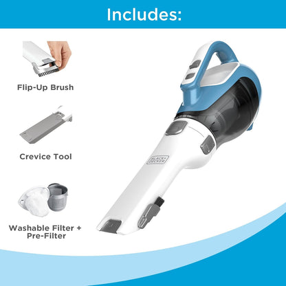 BLACK+DECKER dustbuster AdvancedClean Handheld Vacuum Cordless, Compact Home and Car Vacuum with Crevice Tool, Rotating Nozzle and Charging Station, Large Dust Bowl (CHV1410L