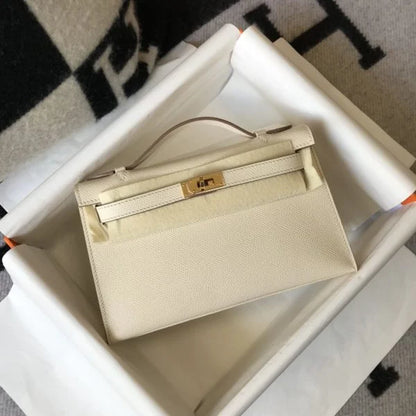 Herm猫s Kelly Pochette Mini Bag White