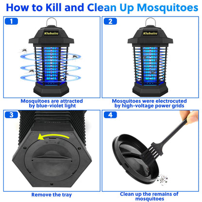 Klahaite Bug Zapper Outdoor, Electric Mosquito Zapper, Fly Zapper Indoor Fly Traps, Mosquito Repellent Outdoor Patio & Backyard Covers 1/2 Acre, 4200V 3 Prong Plug, ABS Fireproof Plastic Outer