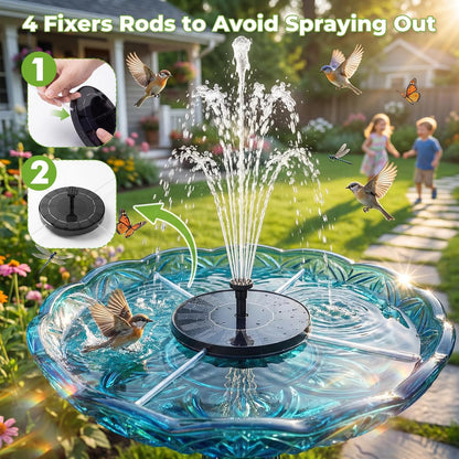 AISITIN Solar Bird Bath Fountain with 6 Nozzles, Solar Powered Floating Water Fountain Pump for Bird Bath, Pond, Pool, Garden, Fish Tank and Outdoor