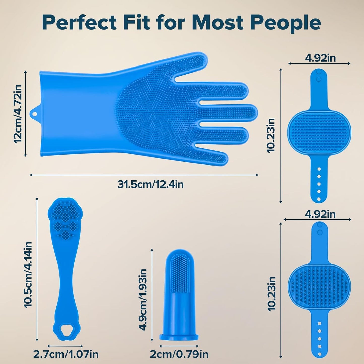 6PCS Pet Grooming Kit for Dogs, Cats and Horses | Dog Washing Gloves | Cleanroom Gloves | Dog Bath Brush | Dog Bath Gloves | Dog Shampoo Brush | Dog Bath Supplies (Navy Blue)