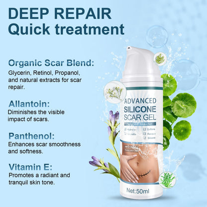 Advanced Scar Gel, Silicone Scar Gel, Treats Old and New Scars, Reduces the Appearance of Scars from, Body, Face, Stretch Marks, Surgical Scar, Keloids, Acne, Burns and More, 50g (1.7 Oz)