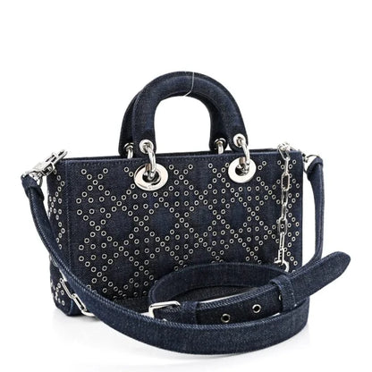 Christian Dior Denim Eyelet Lady D-Joy Blue Bag