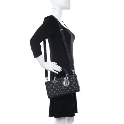 Christian Dior Denim Eyelet Lady D-Joy Blue Bag
