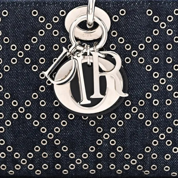 Christian Dior Denim Eyelet Lady D-Joy Blue Bag
