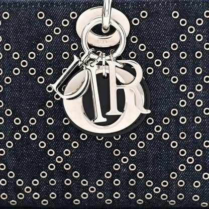 Christian Dior Denim Eyelet Lady D-Joy Blue Bag