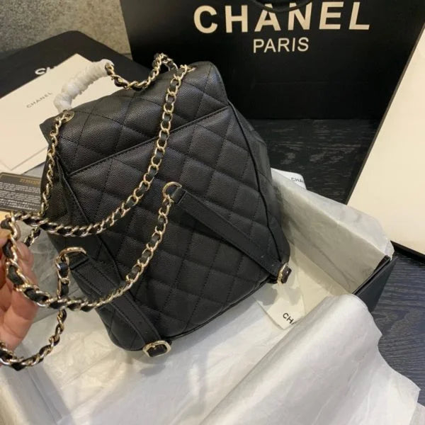 Chanel Duma Chain Backpack Gold/Grey Hardware