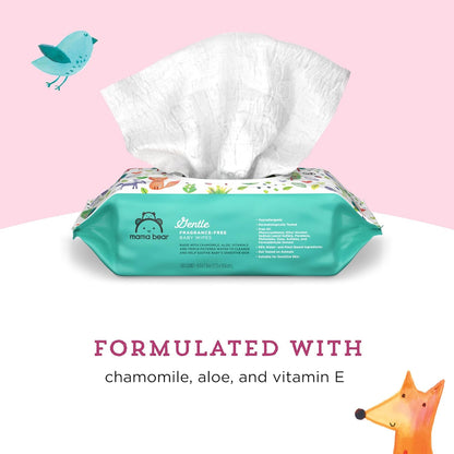 Mama Bear Gentle Formulated without Fragrance Baby Wipes, Hypoallergenic, Sensitive Skin, Unscented, 800 Count (8 Packs of 100)