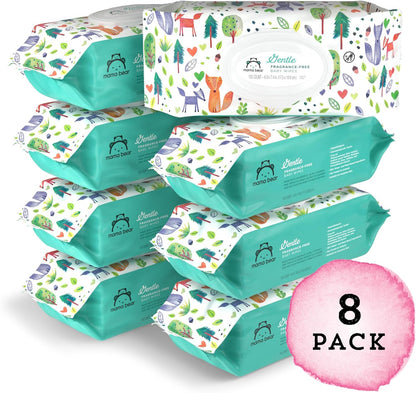 Mama Bear Gentle Formulated without Fragrance Baby Wipes, Hypoallergenic, Sensitive Skin, Unscented, 800 Count (8 Packs of 100)