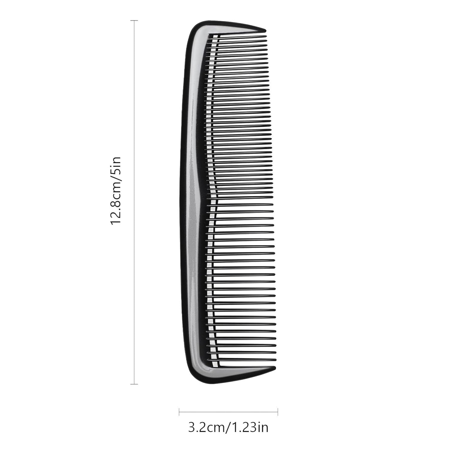 12 Pieces Pocket Hair Combs, 5" Combs for Men & Women, Travel-Friendly, Dual-Density Teeth for Short Hair, Beards, Mustaches & Sideburns (Black)