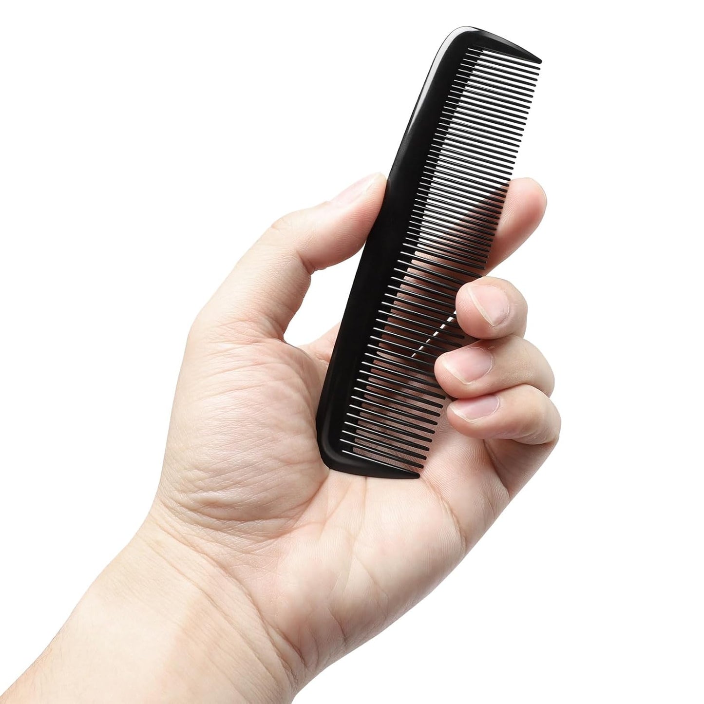 12 Pieces Pocket Hair Combs, 5" Combs for Men & Women, Travel-Friendly, Dual-Density Teeth for Short Hair, Beards, Mustaches & Sideburns (Black)