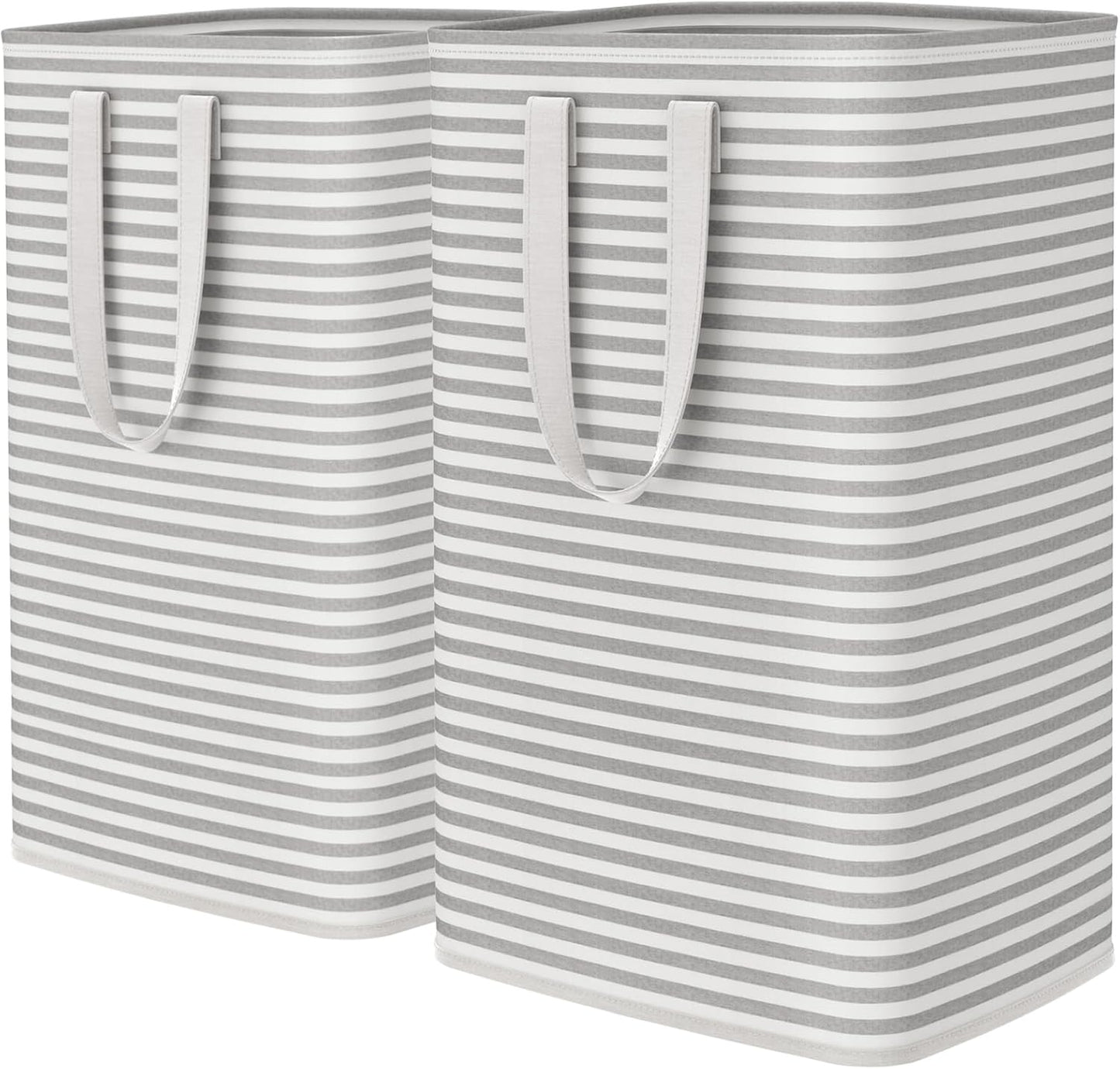 Lifewit 2 Pack Laundry Basket 80L Each, Collapsible Clothes Hamper with Reinforced Handles, Freestanding Waterproof Design for Bedroom and Laundry Room, Grey 160L Total
