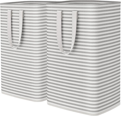 Lifewit 2 Pack Laundry Basket 80L Each, Collapsible Clothes Hamper with Reinforced Handles, Freestanding Waterproof Design for Bedroom and Laundry Room, Grey 160L Total