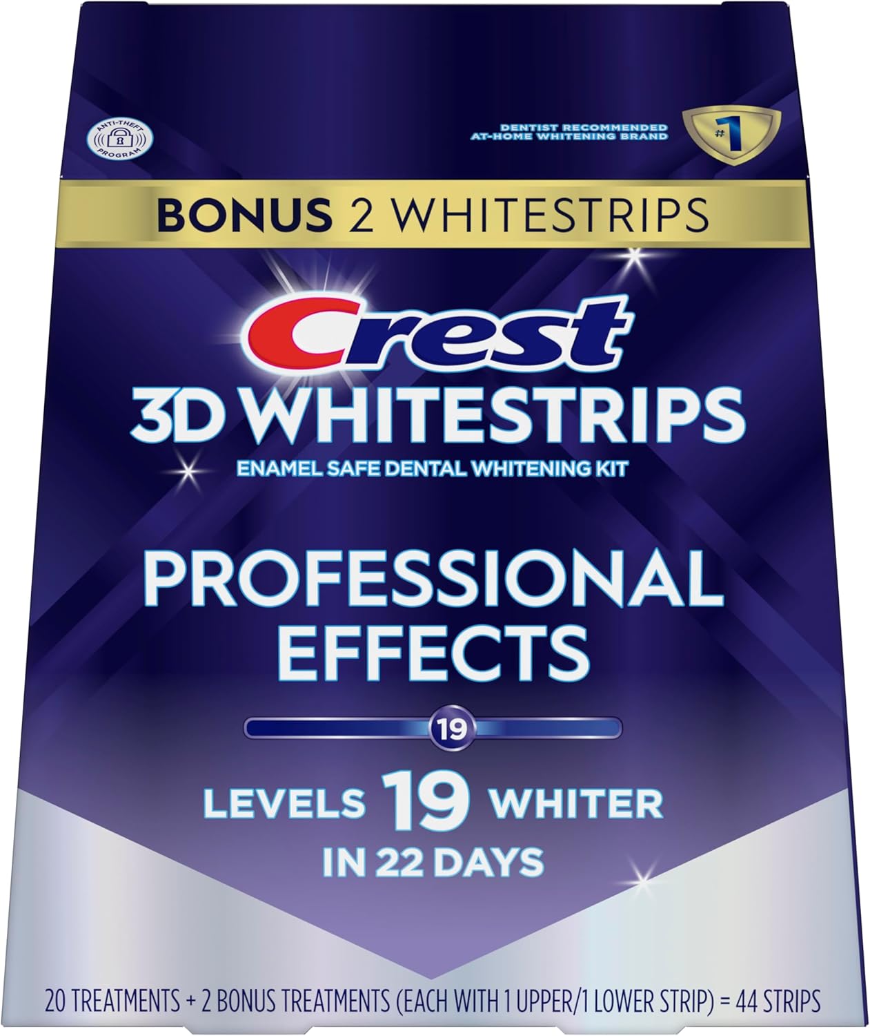 Crest 3D Whitestrips Professional Effects – Teeth Whitening Kit, 22 Treatments (20 + 2 Bonus), Each with 1 Upper/1Lower, 44 Strips – Crest 3DWhite Teeth Whitening Strips