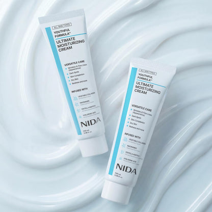 NIDA Youthful Formula™ Ultimate Moisturizing Cream | Centella Asiatica, Niacinamide, Hyaluronic Acid, Collagen | Wrinkles, Fine Lines, Dark Spots, Dry Skin, Redness | 3.38 fl. oz., 100ml