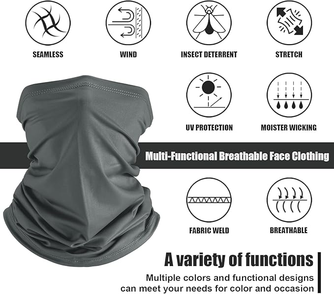 Geyoga 6 Pieces Summer UV Protection Cooling Neck Gaiter Face Clothing Neck Gaiter Mask Scarf Sunscreen Breathable Bandana