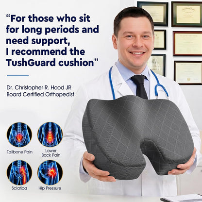 Seat Cushion - Memory Foam Sitting Pillow for Office Chair, Car Seat, Airplane, Bleacher - Sciatica & Hip & Coccyx Pain Relief Desk Chair Cushion for Long Sitting Office Workers, Car Drivers