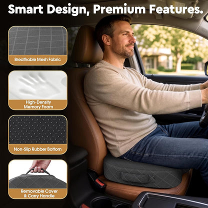 Seat Cushion - Memory Foam Sitting Pillow for Office Chair, Car Seat, Airplane, Bleacher - Sciatica & Hip & Coccyx Pain Relief Desk Chair Cushion for Long Sitting Office Workers, Car Drivers