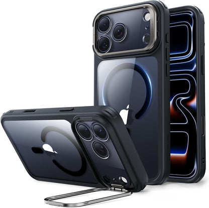 ESR for iPhone 17 Pro Max Case with Stash Stand, Compatible with MagSafe, -Grade DroMilitaryp Protection Magnetic Phone Case, Scratch-Resistant Back Cover,Clear Black