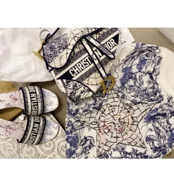 Dior Saddle Bag | Blue Embroidery