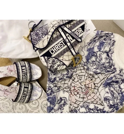 Dior Saddle Bag | Blue Embroidery