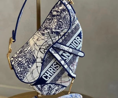 Dior Saddle Bag | Blue Embroidery