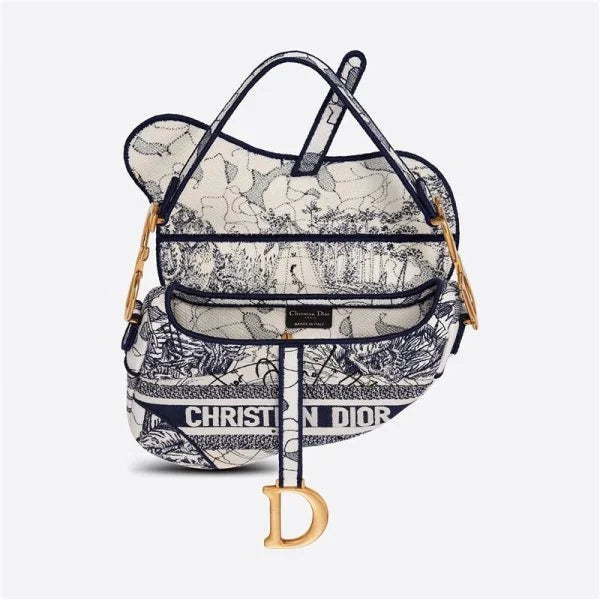 Dior Saddle Bag | Blue Embroidery