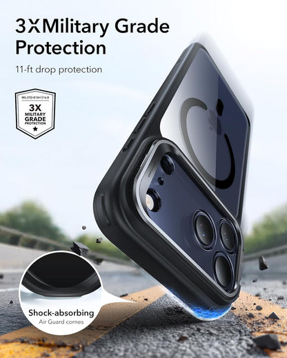 ESR for iPhone 17 Pro Max Case with Stash Stand, Compatible with MagSafe, -Grade DroMilitaryp Protection Magnetic Phone Case, Scratch-Resistant Back Cover,Clear Black
