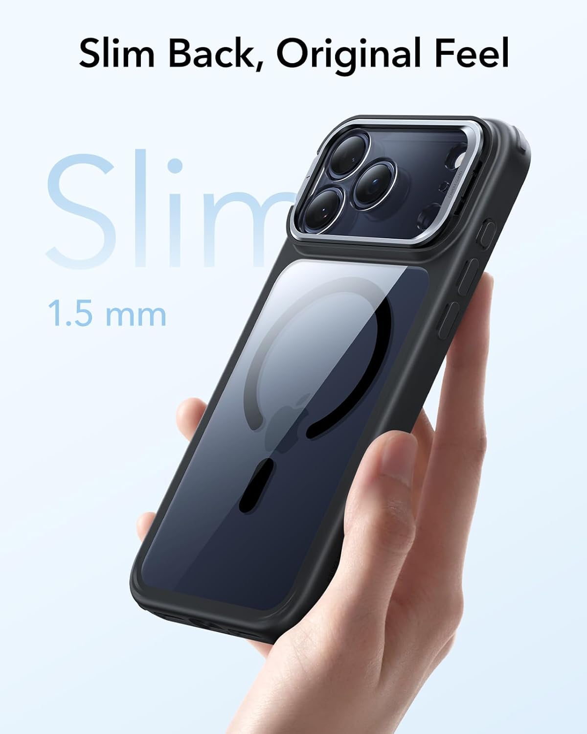 ESR for iPhone 17 Pro Max Case with Stash Stand, Compatible with MagSafe, -Grade DroMilitaryp Protection Magnetic Phone Case, Scratch-Resistant Back Cover,Clear Black