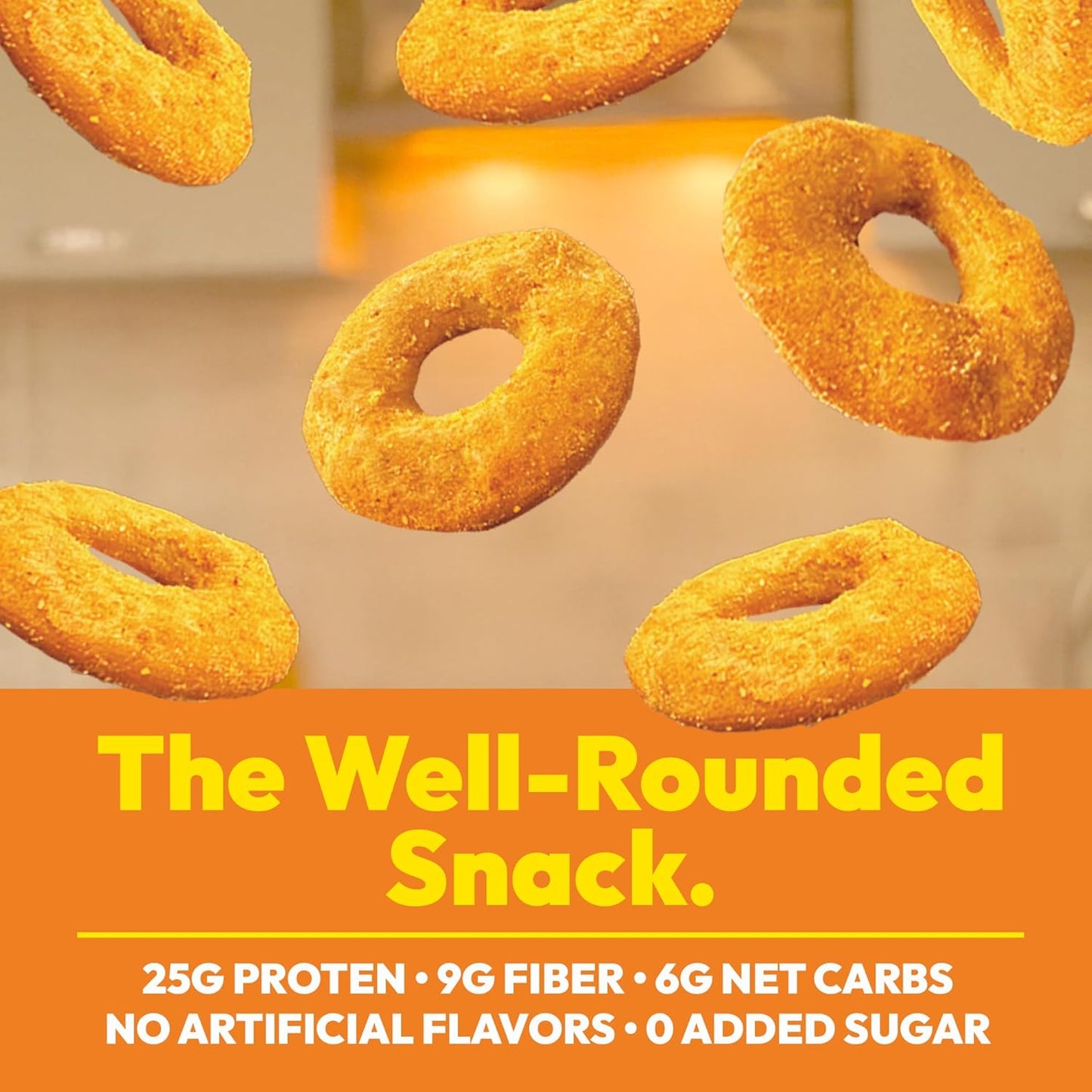 CRISP POWER Protein Pretzels, NEW Cheddar, 25G Protein, High Protein Snack, High Fiber, Low Carb Crunchy Pretzel Snacks, No Added Sugar, 1.75 oz Bags, 6 Pack, Vegan, Keto