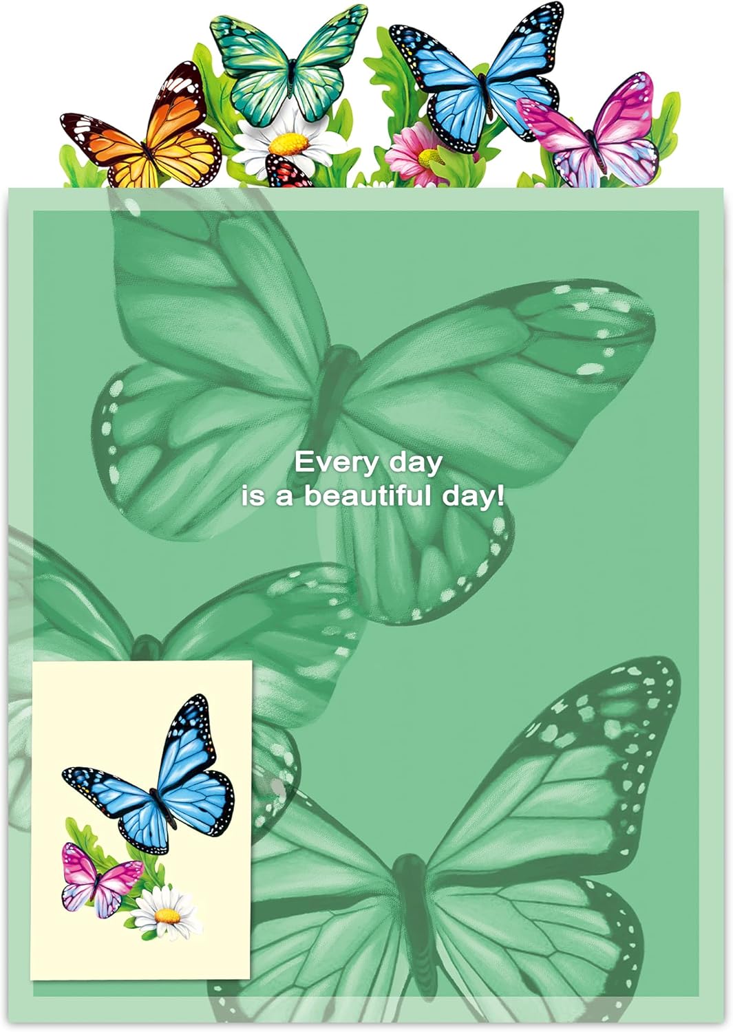 Airpark 3D Pop Up Paper Flowers Bouquet Card 12’‘ with Note & Envelope, Birthday Gifts, Get Well, Thank You, Greeting Cards for Women Mom Wife Friends, Daisies and Butterflies