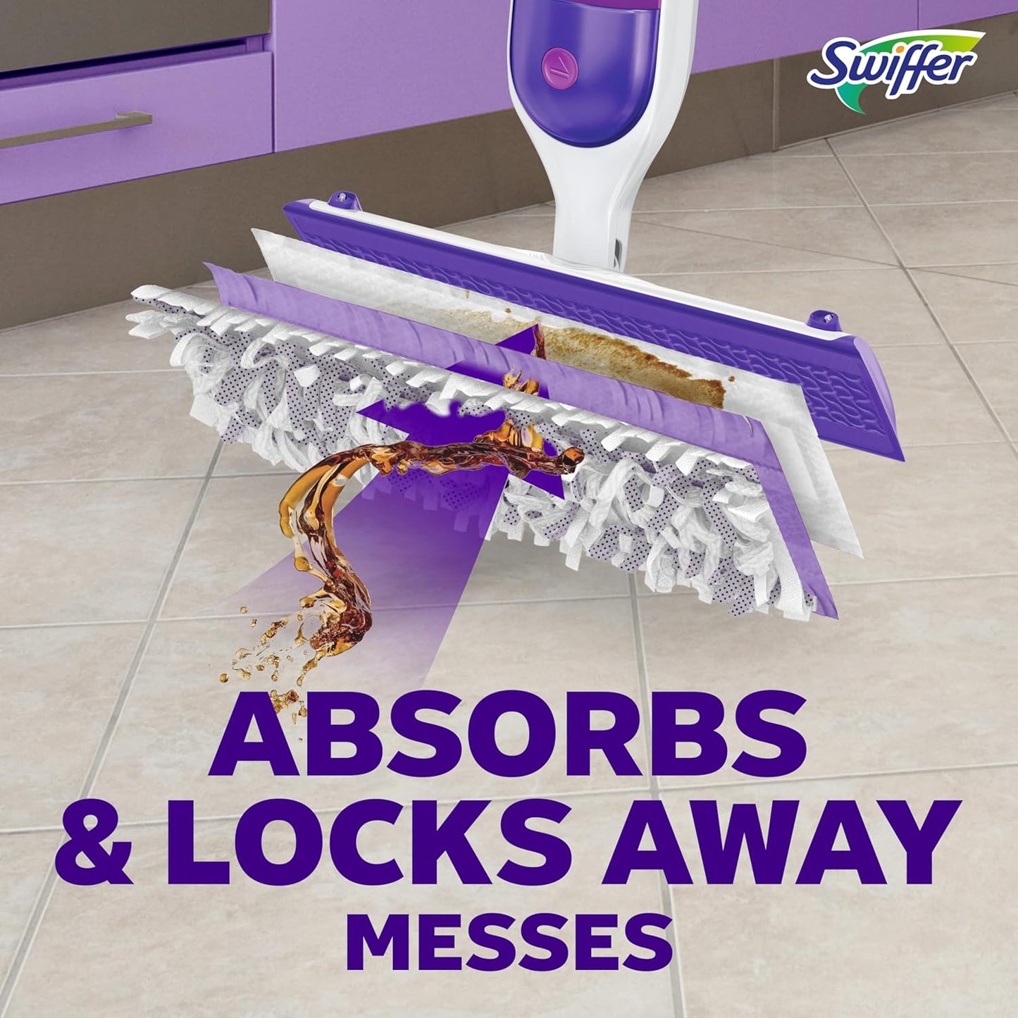 Swiffer PowerMop Mopping Kit for Floor Cleaning, Set Includes 1 Power Mop, 2 Replacement Pads, 1 Liquid Solution Refill, 2 Batteries, No Bucket Needed Electric Spray Cleaner, Multi-Surface and Wood