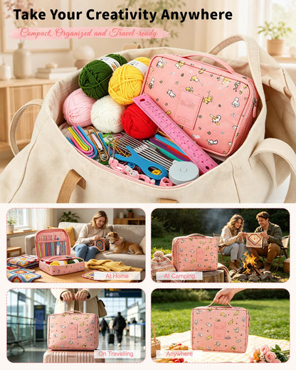 Aeelike Crochet Kit for Beginners - 59-Piece Crochet Starter Kits with Yarn, Ergonomic Hooks & Storage Case, Learn-to-Crochet Set for Adults, Kids & Seniors, Ideal DIY Craft Gift for Women