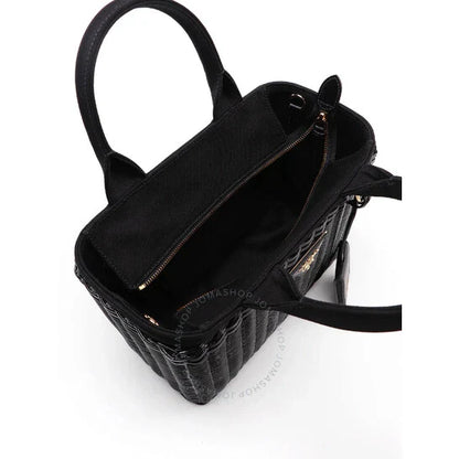 Prada Black Basket Tote Bag With Triangular Logo