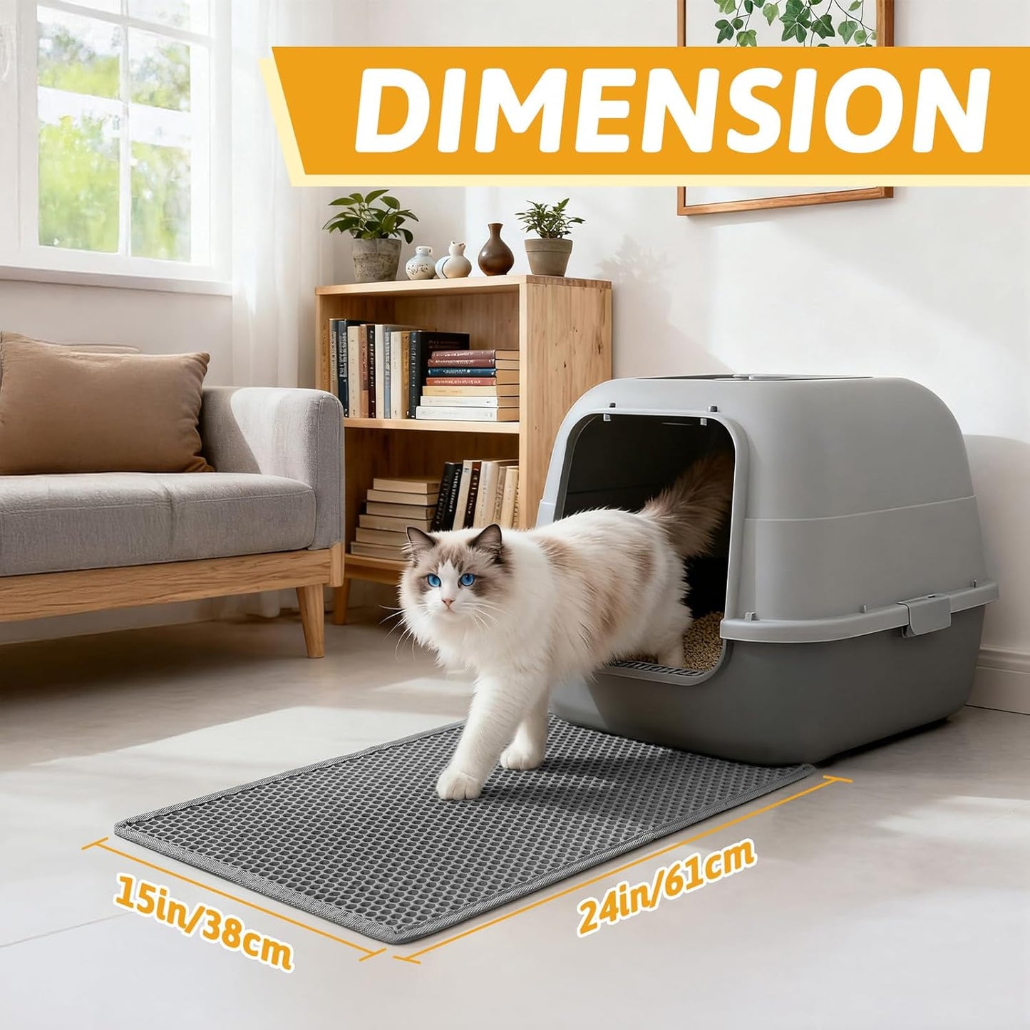 Pieviev Cat Litter Mat Double Layer Waterproof Urine Proof Trapping Mat 1 Pack (Gray, 24x15 Inch (Pack of 1))