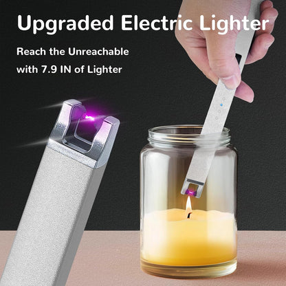 3 Pack Electric Candle Lighter USB Rechargeable Lighters Windproof Plasma Arc Lighters Flameless Type C Long Lighter with Safety Switch for Candle BBQ Camping Birthday Fireworks