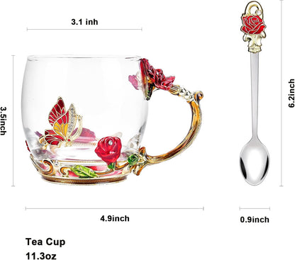 OEAGO Gifts for Mom Women Mothers Day Valentines Day Gifts Glass Coffee Enamels Mug Best Birthday Valentine's for Her Girlfriend Wife from Daughter Son Tea Cup Christmas Stocking Stuffers