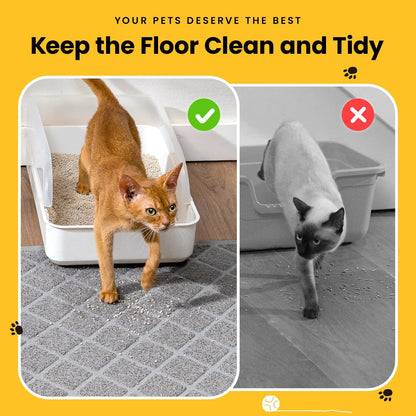 Conlun Cat Litter Mat Litter Trapping Mat, Premium Durable PVC Grid Mesh with Scatter Control, Non-slip, Less Waste Cat Litter Box Mat, Soft on Kitty’s Paws, Urine Waterproof, 24" x 17" Grey