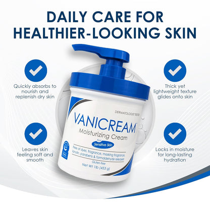 Moisturizing Cream, For Sensitive Skin, 1 lb (453 g), Vanicream