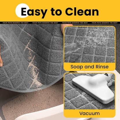 Conlun Cat Litter Mat Litter Trapping Mat, Premium Durable PVC Grid Mesh with Scatter Control, Non-slip, Less Waste Cat Litter Box Mat, Soft on Kitty’s Paws, Urine Waterproof, 24" x 17" Grey
